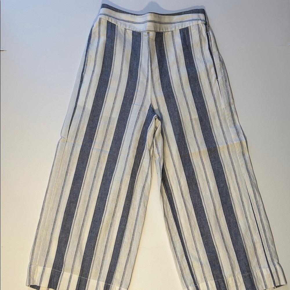 Madewell linen cropped wide leg pants